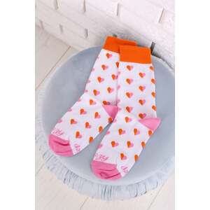 Ružovo-oranžové vzorované ponožky Srdiečka