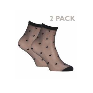 Čierne vzorované silonkové ponožky 99514P2 - dvojbalenie