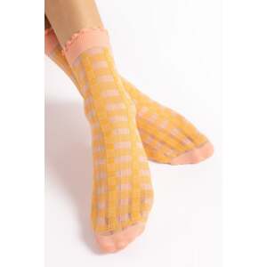 Oranžové vzorované silonkové ponožky Sunny 15 Den
