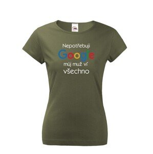 Dámske tričko Nepotrebujem Google, môj muž vie všetko - narodeninové tričko