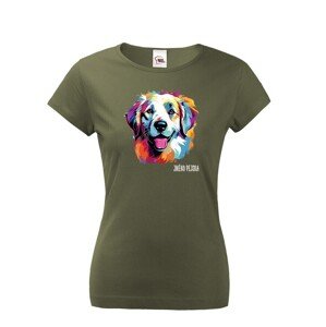Dámské tričko s potlačou plemena Pyrenejský horský pes s voliteľným menom