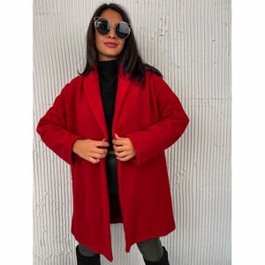 Červený vlnený kabát ROTTY veľkosť: one size