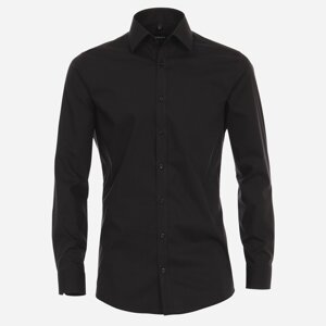 VENTI Čierna pánska košeľa, rukávy 72 cm, Body fit Veľkosť: 38 (S) VENTI