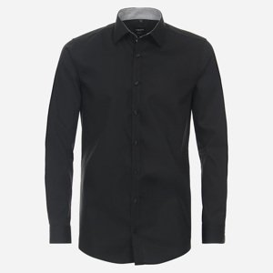 VENTI Čierna pánska košeľa, rukávy 72 cm, Body fit Veľkosť: 39 (M) VENTI
