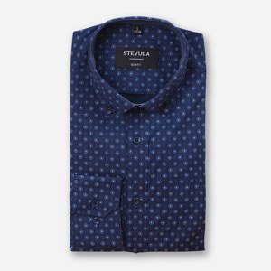 STEVULA Modrá pánska košeľa so vzorom, Slim fit Veľkosť: XL 43/44 STEVULA