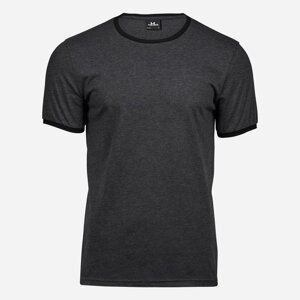 Tee Jays Čierne melírované tričko Ringer Veľkosť: S Tee Jays