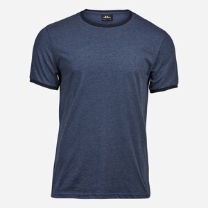 Tee Jays Modré melírované tričko Ringer Veľkosť: S Tee Jays