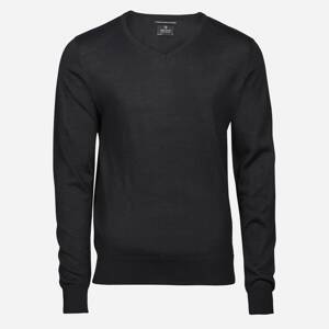Tee Jays Čierny merino sveter, V výstrih Veľkosť: L Tee Jays